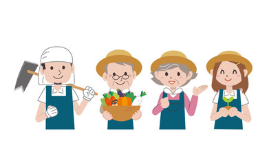 農家の家族　上半身