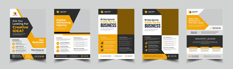 modern orange color design template for poster flyer brochure cover. Graphic design layout with shape graphic elements and space for photo background