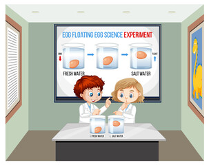Fototapeta na wymiar Science Experiment with test eggs for freshness