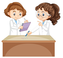 Scientist kids doing science experiment