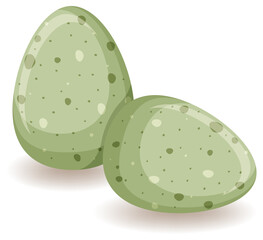 Two green eggs on white background