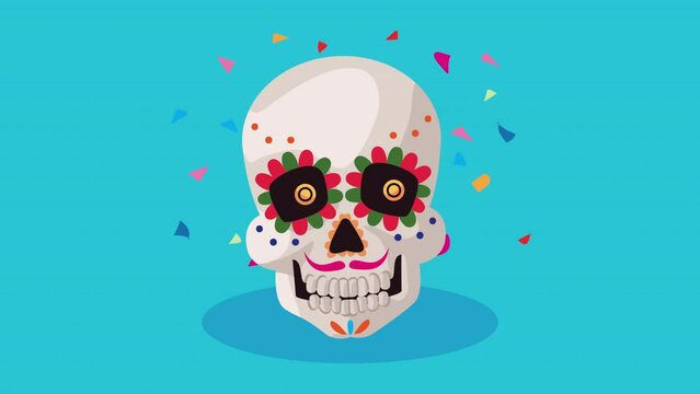 mexican culture animation with skull