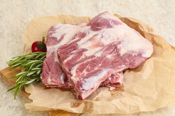 Raw pork ribs for cooking