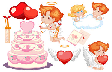 Valentine theme with cupid and cake