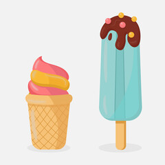 Blue friut ice and ice cream cup