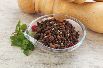 Peppercorn mix heap in the bowl