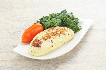Roasted traditional cheese haloumi