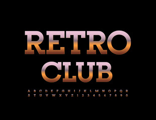 Vector vintage logo Retro Club. Elite Golden Font. Artistic set of Alphabet Letters and Numbers