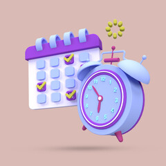 Schedule and Reminder illustration background, 3D, render icon for business