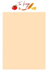 An attractive page with a picture of vegetables and bread for your shopping list