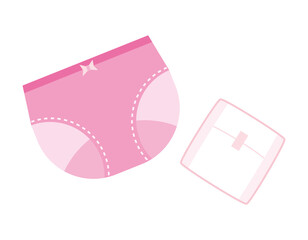 生理用ナプキンとショーツ　生理用品　女性　イラスト