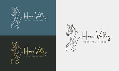 Horse logo icon linear style. Vector logo design Templates