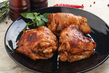 Roasted chicken leg with spicy sauce