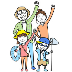 レジャーで盛り上がる家族