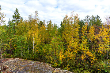 Beautiful autumn view of Ladoga Skerries National Park in the Republic of Karelia.