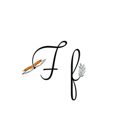 Letters drawn by hand. Letters with flowers. Spring alphabet. The letters of the branches. Line art.