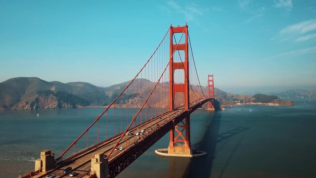 Drone Footage of San Francisco Bridge