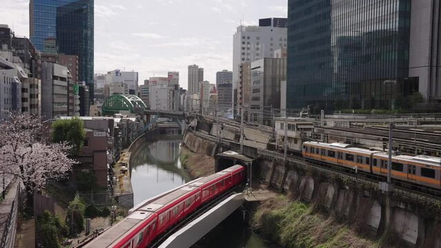 Ochanomizu Station in Tokyo, Trains at Sobu, Chuo and Marunouchi Subway Line