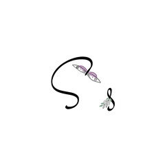 Letters drawn by hand. Letters with flowers. Spring alphabet. The letters of the branches. Line art.