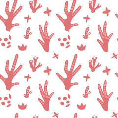 Corals seamless pattern in hand-drawn style