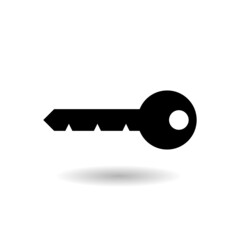 Old key icon with shadow