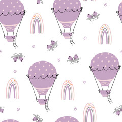 Pattern vector with red flowers and balloons.