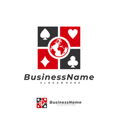 Poker World logo vector template, Creative Domino logo design concepts