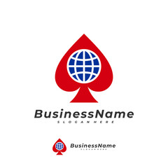 Poker World logo vector template, Creative Domino logo design concepts