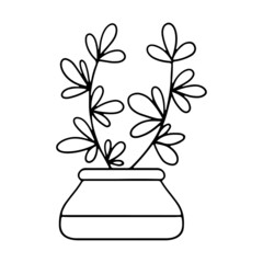 A houseplant. Simple vector illustration. Black and white drawing.