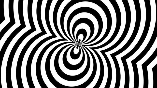 Expanding concentric zebra shapes in perfect seamless loop (4K 3840x2160 30fps).