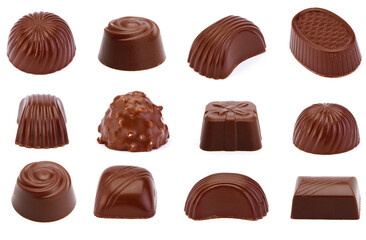 Chocolate candy is isolated on white background. milk chocolate 