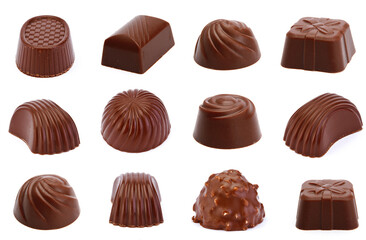 Chocolate candy is isolated on white background. milk chocolate 