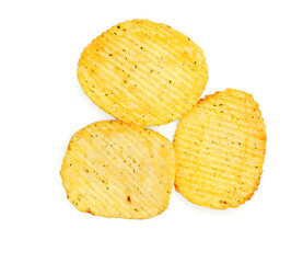 rippled Chips potato isolated on white background