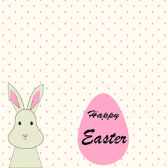 Postcard banner. Happy Easter. Egg and rabbit. easter card with bunny