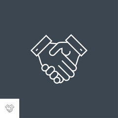 Handshake Related Vector Thin Line Icon. Isolated on Black Background. Editable Stroke. Vector Illustration