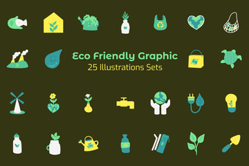 Eco Friendly Graphic Illustration Sets
