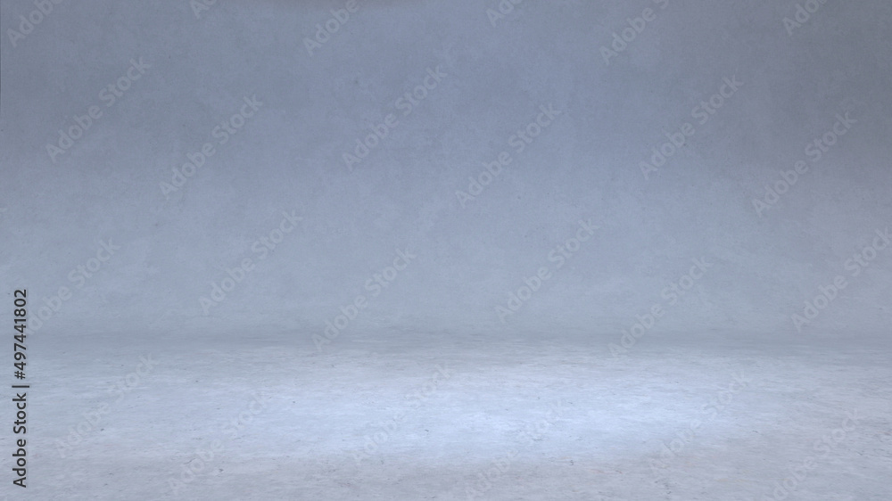 Wall mural 3d render: scene with an empty studio room for product placement or design template with wall backdr