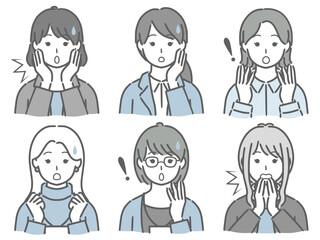 驚く女性のセット（仕事向きの服装）