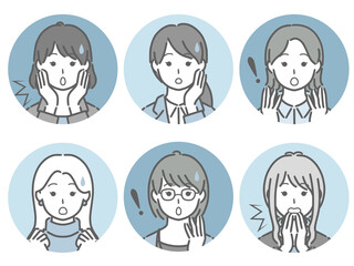 驚く女性のセット（仕事向きの服装）