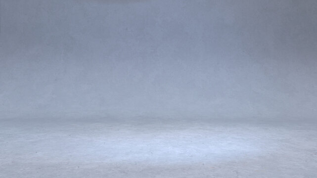 3D Render: scene with an empty Studio room for product placement or design template with wall backdrop in a full frame view