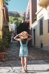 Plaka,an old historical neighbourhood of Athens, clustered around the northern and eastern slopes...