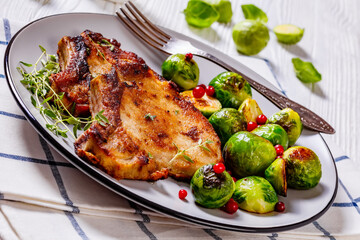 bone in loin chops with brussel sprouts