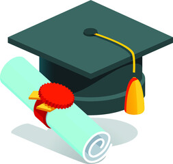 graduation cap with diploma | degree-university-student-cap-mortar-board-diploma