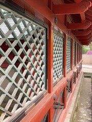 Japanese shrine architectural shots, spring 2022, Sakura season, Nezu shrine Tokyo Japan