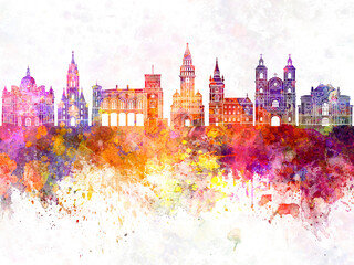 Obraz premium Bielsko-Biala skyline in watercolor background