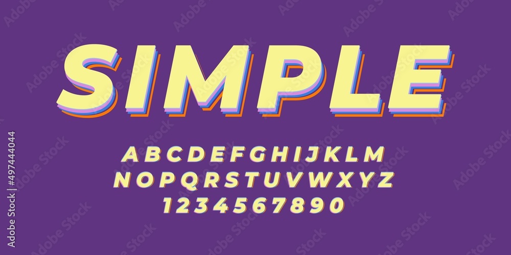 Aufkleber purple simple text alphabet font effect with flat color