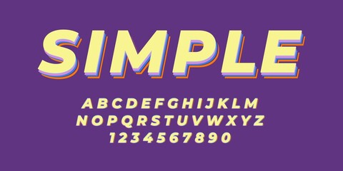 purple simple text alphabet font effect with flat color