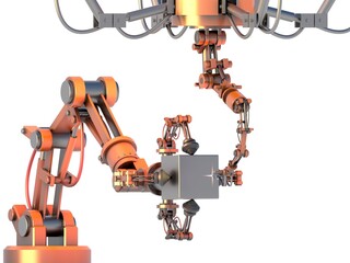 Roboterarme in orange