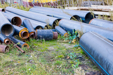 Metal pipes with thermal insulation of the district heating system for minimal heat loss....
