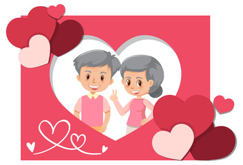 Old couple in love postcard